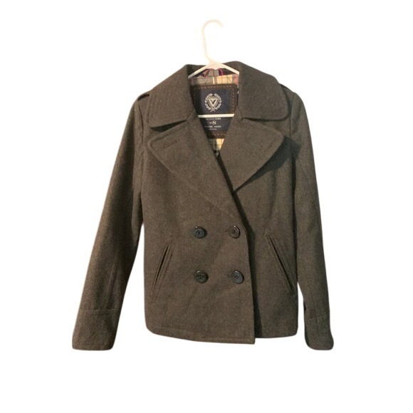 American Eagle Outfitters Jackets & Blazers - American Eagle Outfitters Women's Gray Double Breasted Wool Blend Peacoat Size S